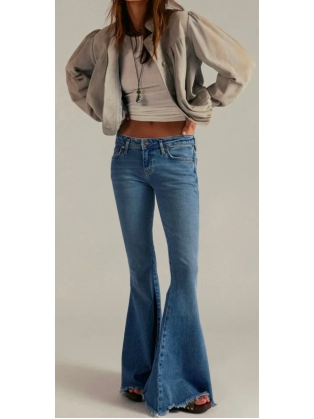 NWT We The Free Emre Low-Rise Flare Jeans in Poppy Blue Size 24